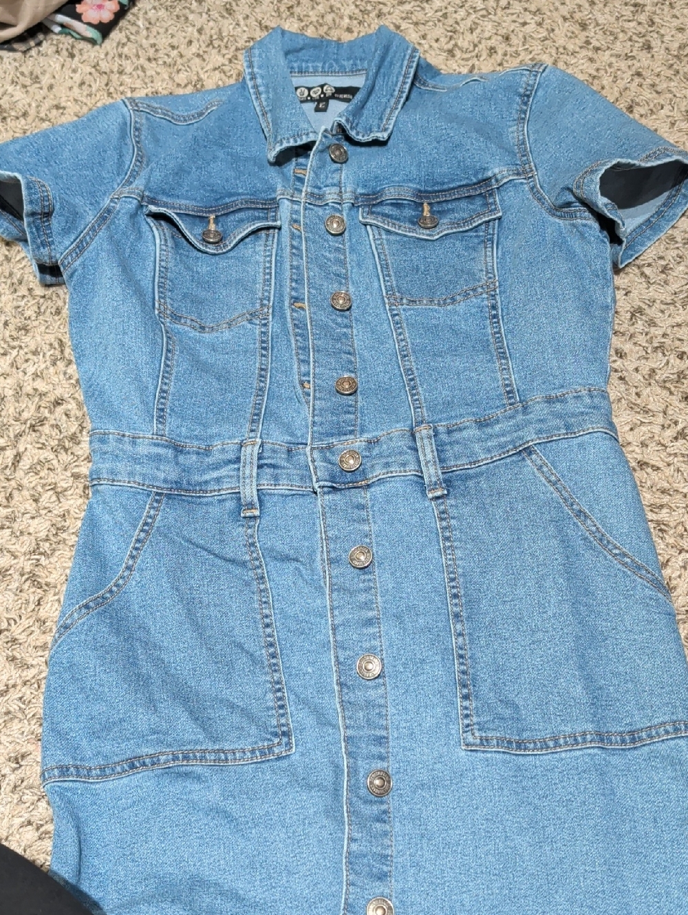 Rewash Light Blue Denim Button-Up Mini Dress
